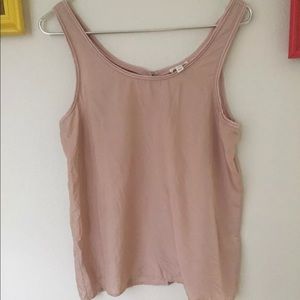 Joie Solid Pink Silk Sleeveless Button Back Blouse